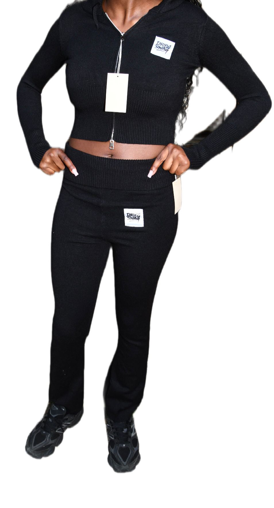 Ribbed Luxe Set zwart