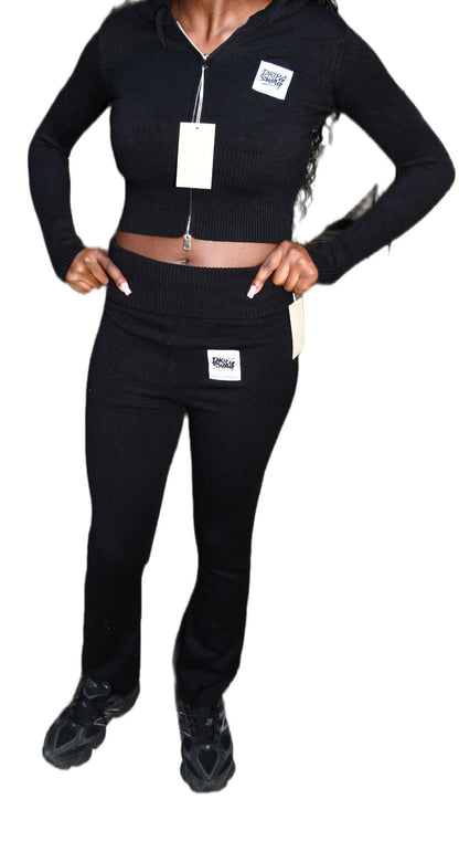 Ribbed Luxe Set zwart